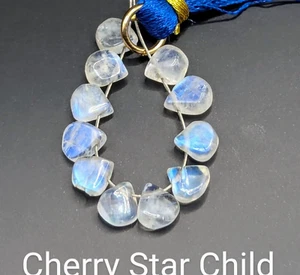 10 x polished bright blue A+++ teardrop pear moonstone beads top quality - Picture 1 of 6
