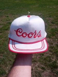 Rare 1980s Vintage Coors Banquet Beer Hat  White w/ 3 Stripe Snapback Trucker - Picture 1 of 23