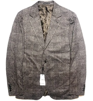 REISS Mens Glow Stand Alone Check Wool Blazer Sport Coat Black Brown (MSRP $520) - Image 1 of 4