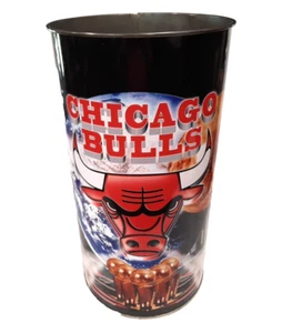 Vintage NBA Chicago Bulls Champion P&K Product Metal Tin Waste Trash Basket Can - Picture 1 of 17