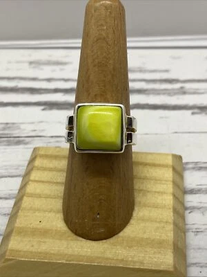 Silpada 925 Sterling Silver Green Mother of Pearl Square Ring Size 8 R1270 Solid - Image 1 of 4