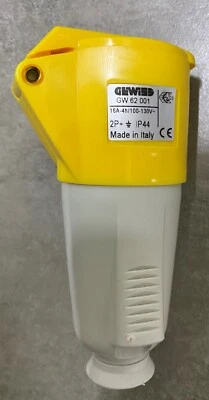 GEWISS GW62001 Straight Connector Mobile Socket, IP44, 2P + E, 16A, 100-130V - Image 1 of 4
