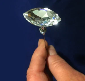 9 inch Long HATPIN with Amazing CLEAR Faceted CRYSTAL - Silver Finish - Picture 1 of 10
