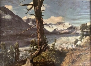 1952 Antique Old Printed In Switzerland Calender Print Wood Frame Rare Decor - Picture 1 of 6