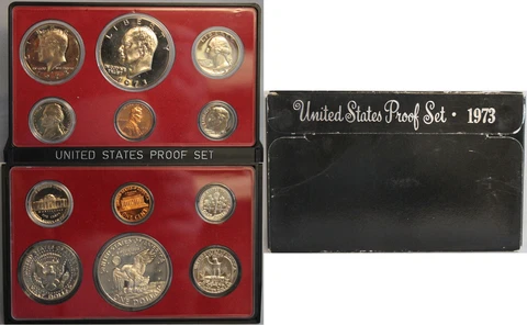 1973 Proof set CN-Clad Eisenhower Ike Dollar Kennedy- (OGP) 6 coins Cover
