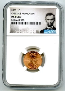 2000 US MINT CENT CHEERIOS PROMOTION NGC MS65 RD LINCOLN PENNY W/ OGP - Picture 1 of 4