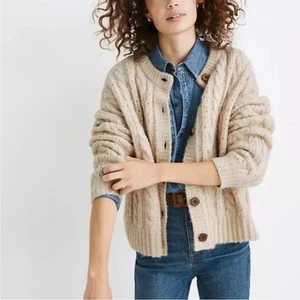 Madewell Pointelle Cable Cardigan Sweater Size XXS (XS-S) Oatmeal - Picture 1 of 12