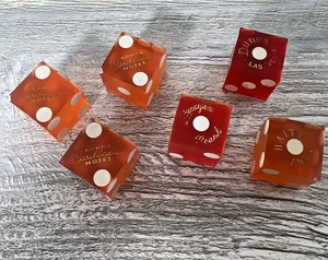 6 Vintage Casino Lucite Dice Dunes Las Vegas Haiti Int Aruba Caribbean Lucayan - Picture 1 of 8