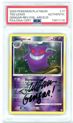 PSA Signed Ted Lewis Pokémon TCG Gengar 17/99 Platinum Arceus Reverse Holo 2009 - Image 1 of 2