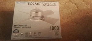 Bell+Howell Socket Fan Light Silver Ceiling Fan with LED Light. - Picture 1 of 1