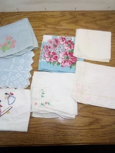 women s embroidered handkerchief Lot Of 7 Clean. Beautiful - Picture 1 of 8