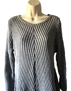 Style&co. Suéter Para Mujer Plus 1X Gris Acanalado Manga Larga Cuello Redondo Pullover - Imagen 1 de 9