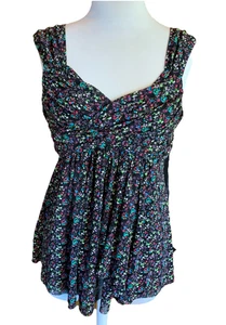 Express Y2K Babydoll Milkmaid Top Shirt Flowy Layers Mesh Romantic Medium Flirty - Picture 1 of 12