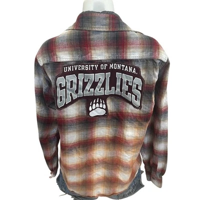Camisa de franela a cuadros de los Grizzlies de la Universidad de Montana GRANDE de gran tamaño fútbol americano UM Foto 1 de 4