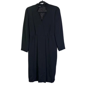 AKIRA Dress 8 Vintage Union Made 100% Silk Scallop V Neckline Midi Hidden Zipper - Picture 1 of 13