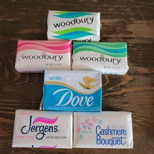 Vintage Soap Bar Collection Woodbury Dove Jergens Cashmere Bouquet Bath Size Bar - Bild 1 von 15