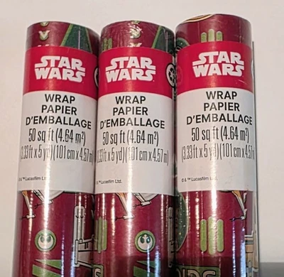 Lot of 3 New Rolls Star Wars  Wrapping Paper 150 Sq Ft  - Image 1 of 2