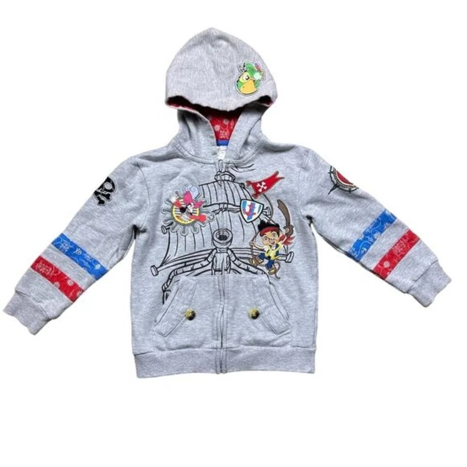 Disney Store Boys Hoodie Size 5-6 Jake and the Never Land Pirates Gray - Image 1 of 4