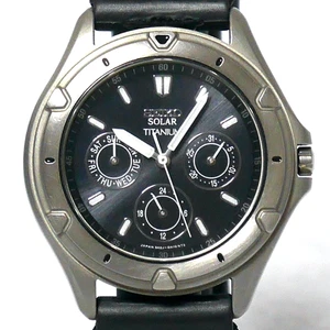 SEIKO Military Watch 5K2J 1996 Black Titanium Solar Power Triple Calendar Japan - Picture 1 of 14