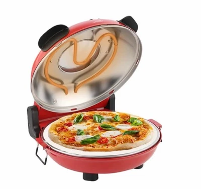 Elektrischer Pizzamacher, 4 Min, 1200W, Max 420 °C, 31cm feuerfeste Steinplatte, - Bild 1 von 4