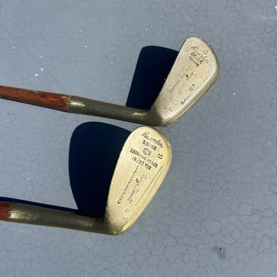 2 件古董木杆 George Nicoll 8 和 9 铁质高尔夫球杆铁锹 Mashie — 第 1/4 张图片