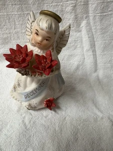 Vintage Lefton Japan Dezember Engel Figur Weihnachten Weihnachtsstern Blumen #3332 - Bild 1 von 6
