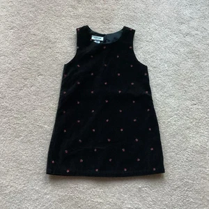 OSHKOSH MÄDCHEN 5 URLAUBSZEITEN KLEID, SCHWARZ MIT ROTEN KLEINEN BLUMEN, SAMT - Bild 1 von 3