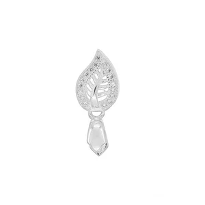 1 Stck. Rhodiniert Sterlingsilber CZ Blatt Anhänger Klemmverschluss Schieber 99237 - Bild 1 von 3