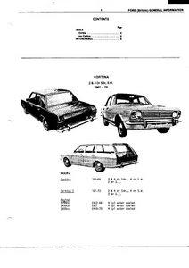 1962 1963 1964 1965 1966 1967 1968 1969 1970 CORTINA C PARTS INTERCHANGE SHEETS - Picture 1 of 3