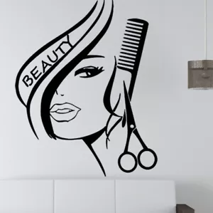 Adesivo adesivo murale BIBITIME beauty girl barbiere negozio parrucchiere salone di bellezza - Foto 1 di 15