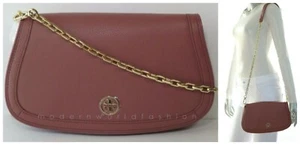 Tory Burch Landon Logo Leder Clutch 36828 Ahornsirup  - Bild 1 von 13