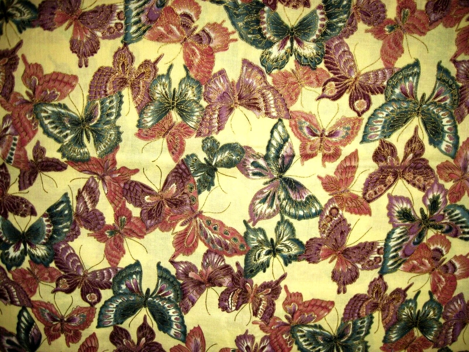 Hoffman International Natures Elements Pink Purple Blue Gold Metallic Butterfly - Image 1 of 1