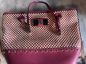 Ann Klein dk pink/Camel Checkered Handbag pre owned exclent Condition - Picture 1 of 14