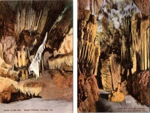 2 ~ Handfarbige Postkarten Grotten, VA Virginia GRAND CAVERNS Höhleninterieur - Bild 1 von 5