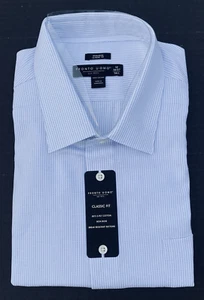 Pronto Uomo Non-Iron Classic Fit Cotton Blue Dress Shirt Tall Size 19 - 36/37 - Picture 1 of 7
