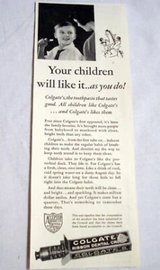 1932 Colgate Band Zahncreme Zahnpasta Anzeige Ihre Kinder werden es mögen - Bild 1 von 1