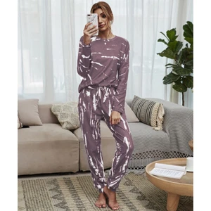 Purple Marble Print Long-Sleeve Tee & Joggers (Lounge Wear) NWT - Picture 1 of 5