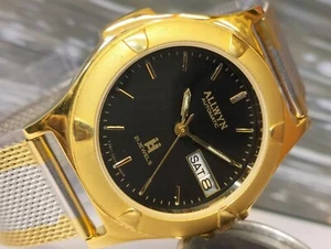 ALLWYN 21 JEWELS AUTOMATIC NOS BLACK DIAL Y381-8460 INDIA MEN'S FULL WORKING VTG - Picture 1 of 20