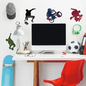 25 New EXTREME SPORTS WALL DECALS Skateboarding Biking Stickers Boys Room Decor - Picture 1 of 5