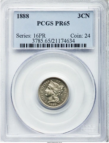 Three Cent Nickel 3CN 1888 Proof PR-65 PCGS - Coin Cover