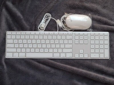 New Apple A1243 Wired USB Keyboard MB110LL/B MB110LL/A + Mighty Mouse A1152 - Image 1 of 4