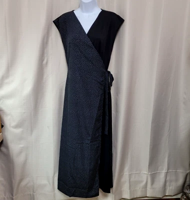 Maxi Vestido Para Mujer Cabi #5609 Disco Envolvente Talla Mediana Negro Blanco Lunares Foto 1 de 4