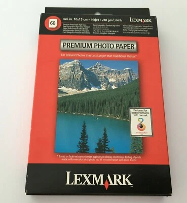 LEXMARK PREMIUM PHOTO PAPER 60 Sheets 4X6 IN. 10X15cm.240 g/m 64lb  - Image 1 of 4