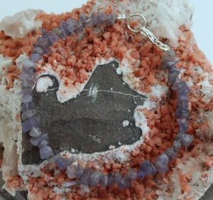 Natura Tanzanite Braccialetto con Pietrine Blu Gioiello Pepite 925 Argento ca.18 - Foto 1 di 2