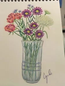 DIBUJO A LÁPIZ DE COLORES FLORES MIXTAS - Imagen 1 de 1