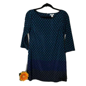 Old Navy Womens Shift Dress Small Blue Teal Polka Dot Geo Mod 60s Career Lined - Picture 1 of 8