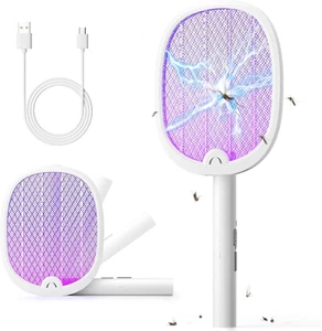 3 in 1 Racchetta Zanzare Elettrica Pieghevole 4000V Con USB Ricaricabile E LED T - Foto 1 di 12