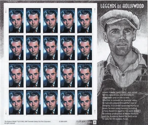 Scott #3911 Henry Fonda (Legends of Hollywood) Sheet of 20 Stamps - MNH - Picture 1 of 1
