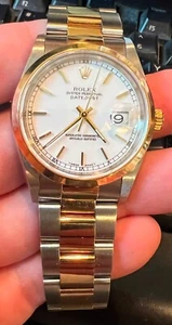 ROLEX 36MM PRE OWNED 18K Gold/Steel Vintage Datejust White Dial 16203 - Picture 1 of 9