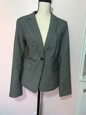 NUEVO Blazer Mujer Liz Claiborne Talla Grande Negro Blanco Cuadros Elastizado Nuevo con Etiquetas Foto 1 de 4